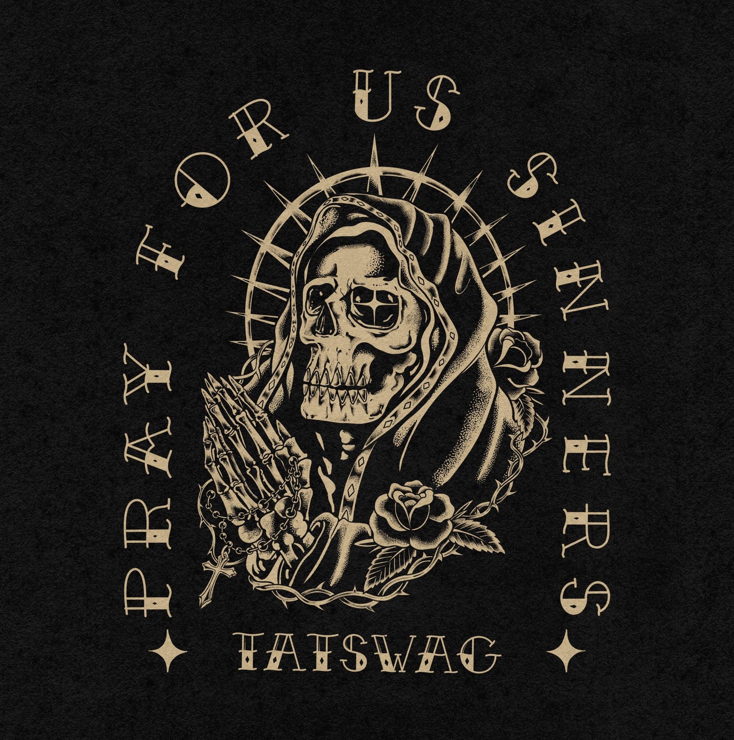 TATSWAG  Pray for Us Sinners B/W Premium - TatSwag Art Collective  tattoo t-shirts  tattoo clothing