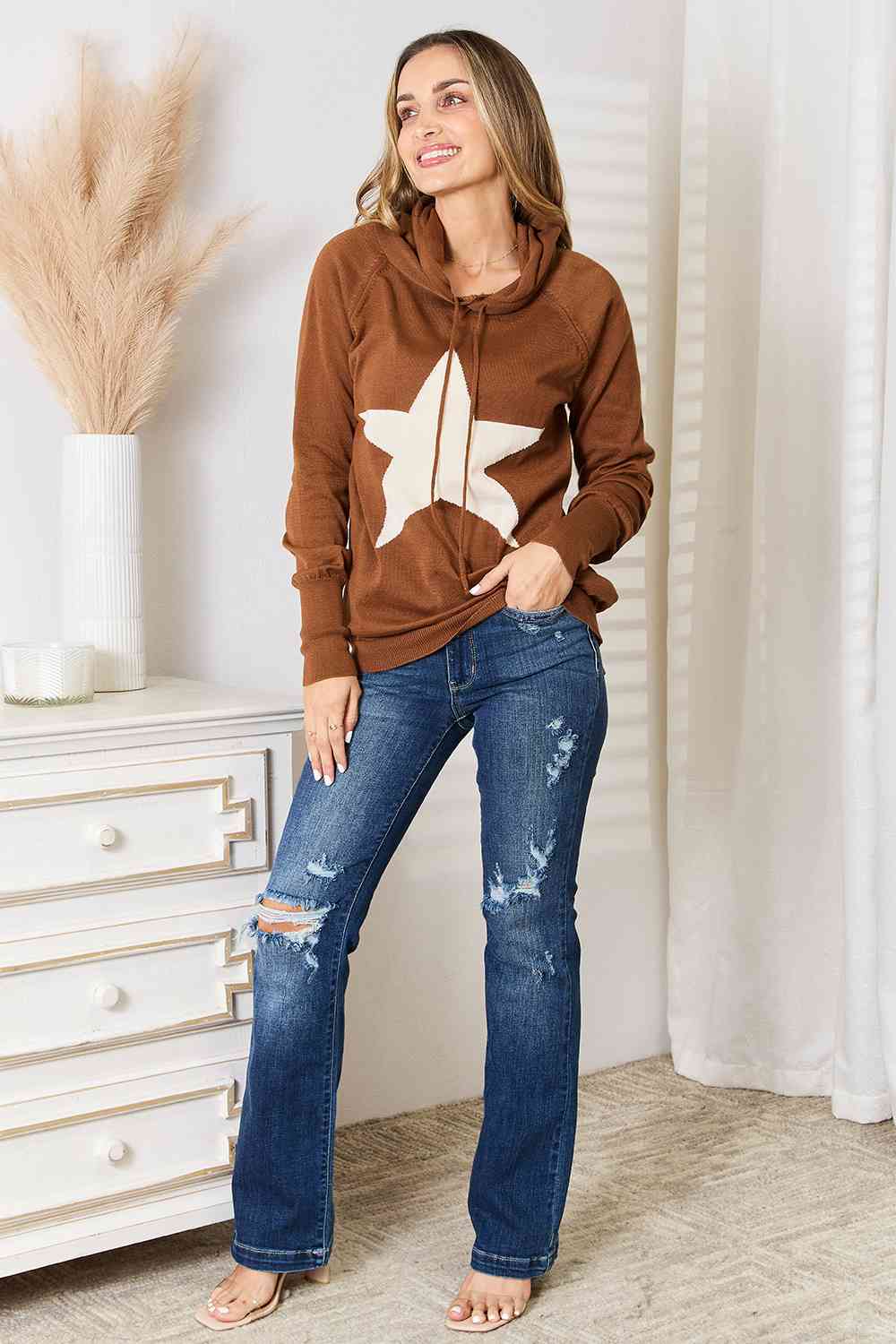 TatSwag Full Size Star Graphic Hooded Sweater